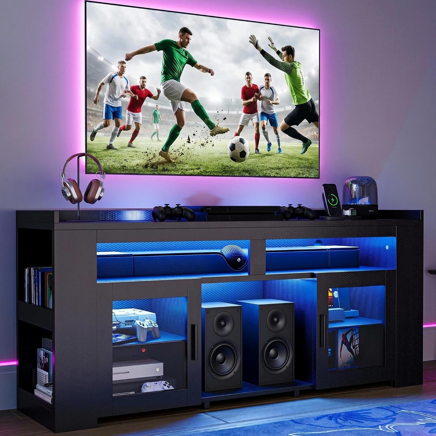Gaming Console Tv Stand - TV Stand with Charging Station &