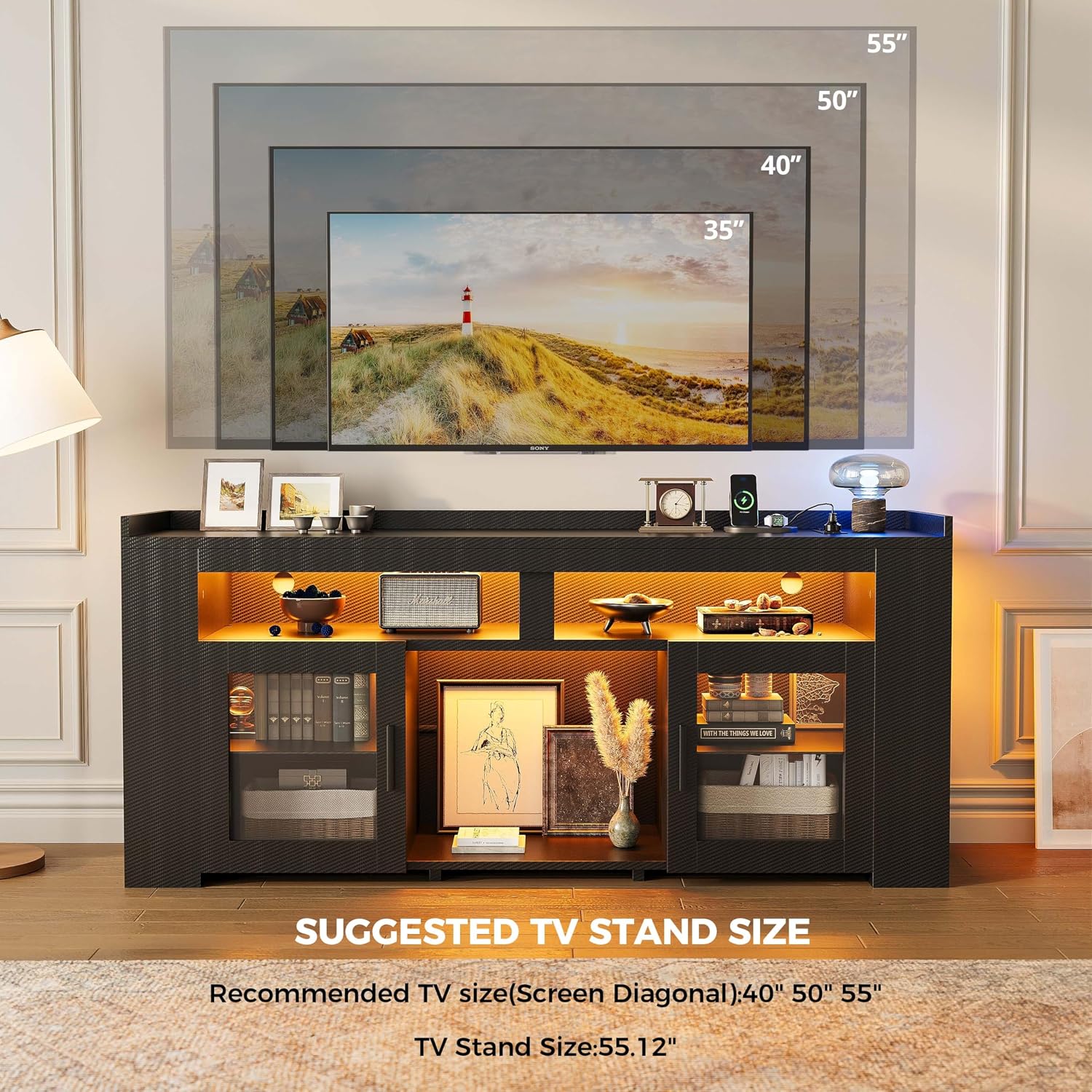 TV Stand with Charging Station - Gaming Console Tv Stand 评论和价格