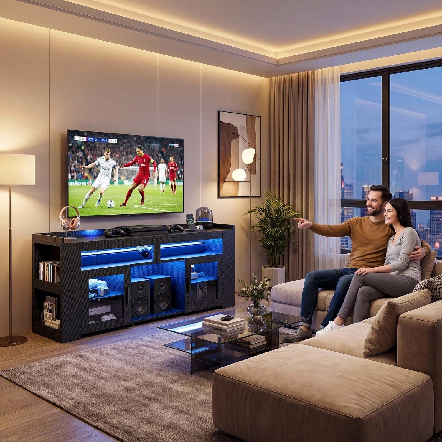 TV Stand with Charging Station - Gaming Console Tv Stand 评论和价格