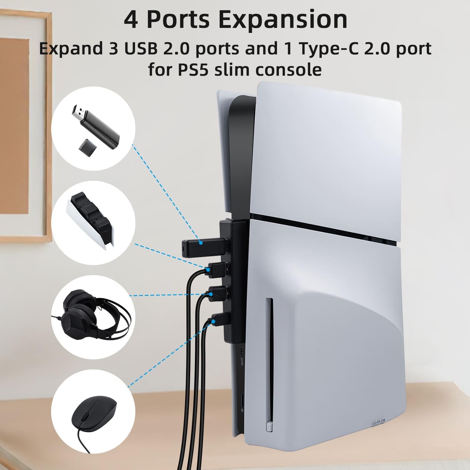 4 Ports USB Hub for PS5 Slim D - Gaming Console Ps5 评论和价格