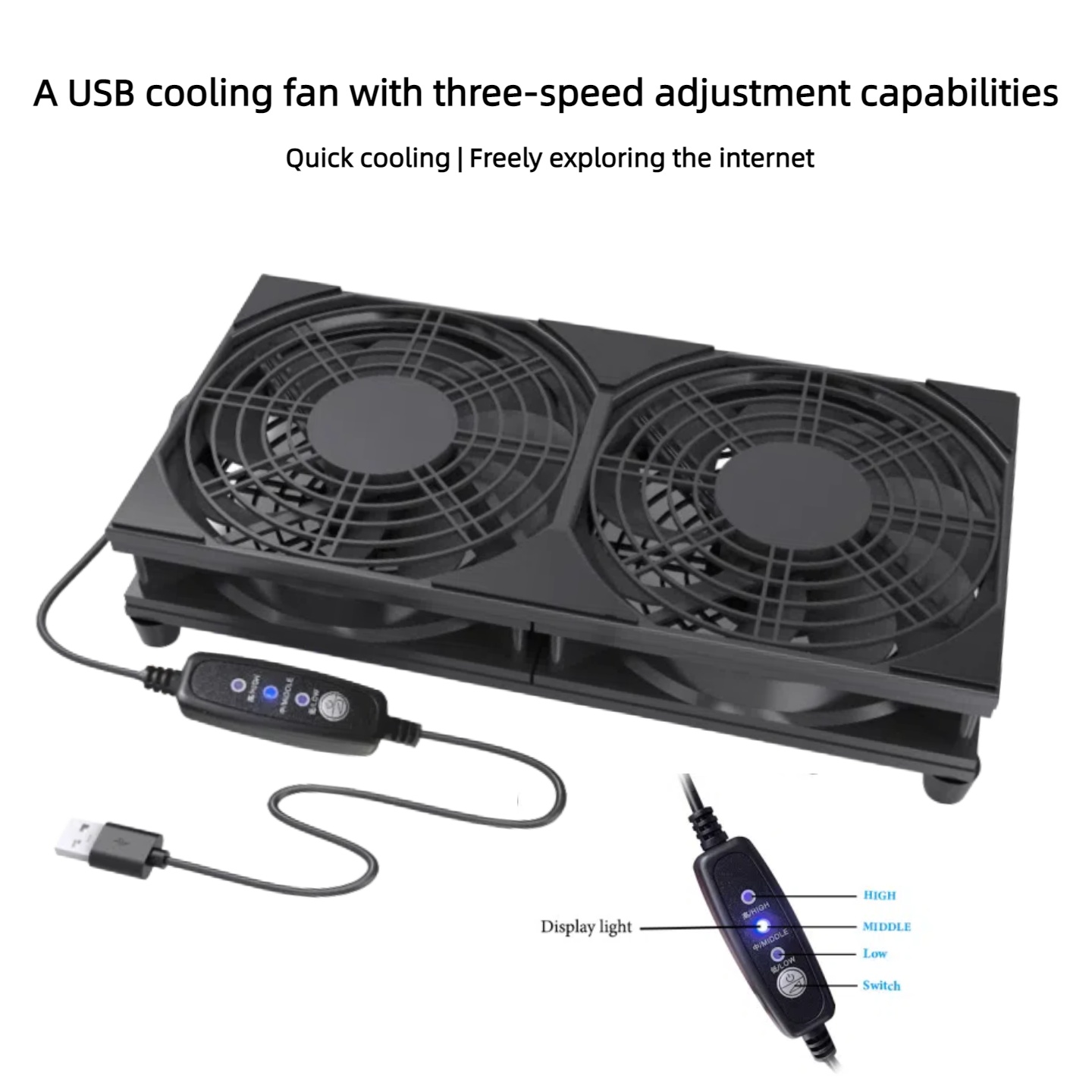 Dual USB Cooling Fan with 3-Sp - Gaming Console Controller 评论和价格