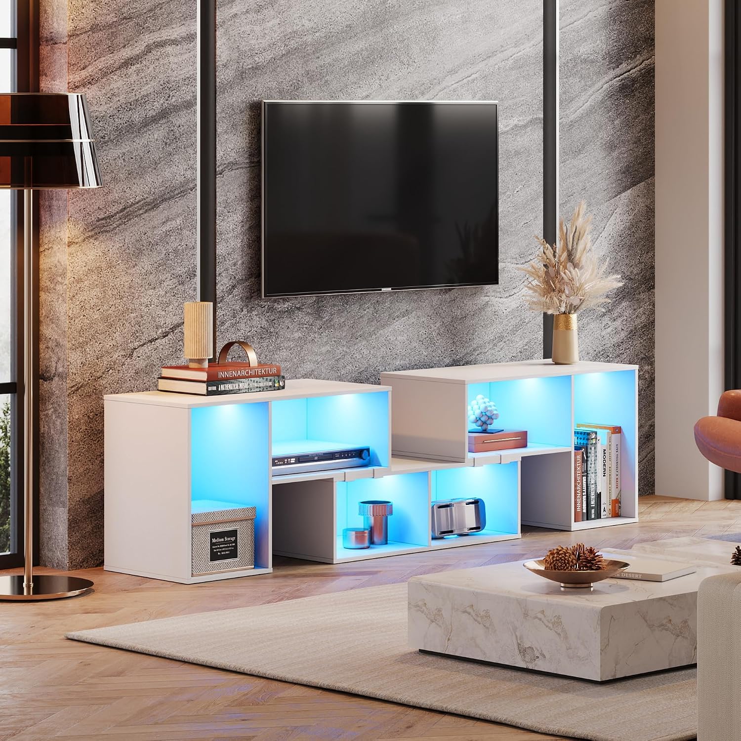 Deformable TV Stand with LED S - Gaming Console Tv Stand 评论和价格