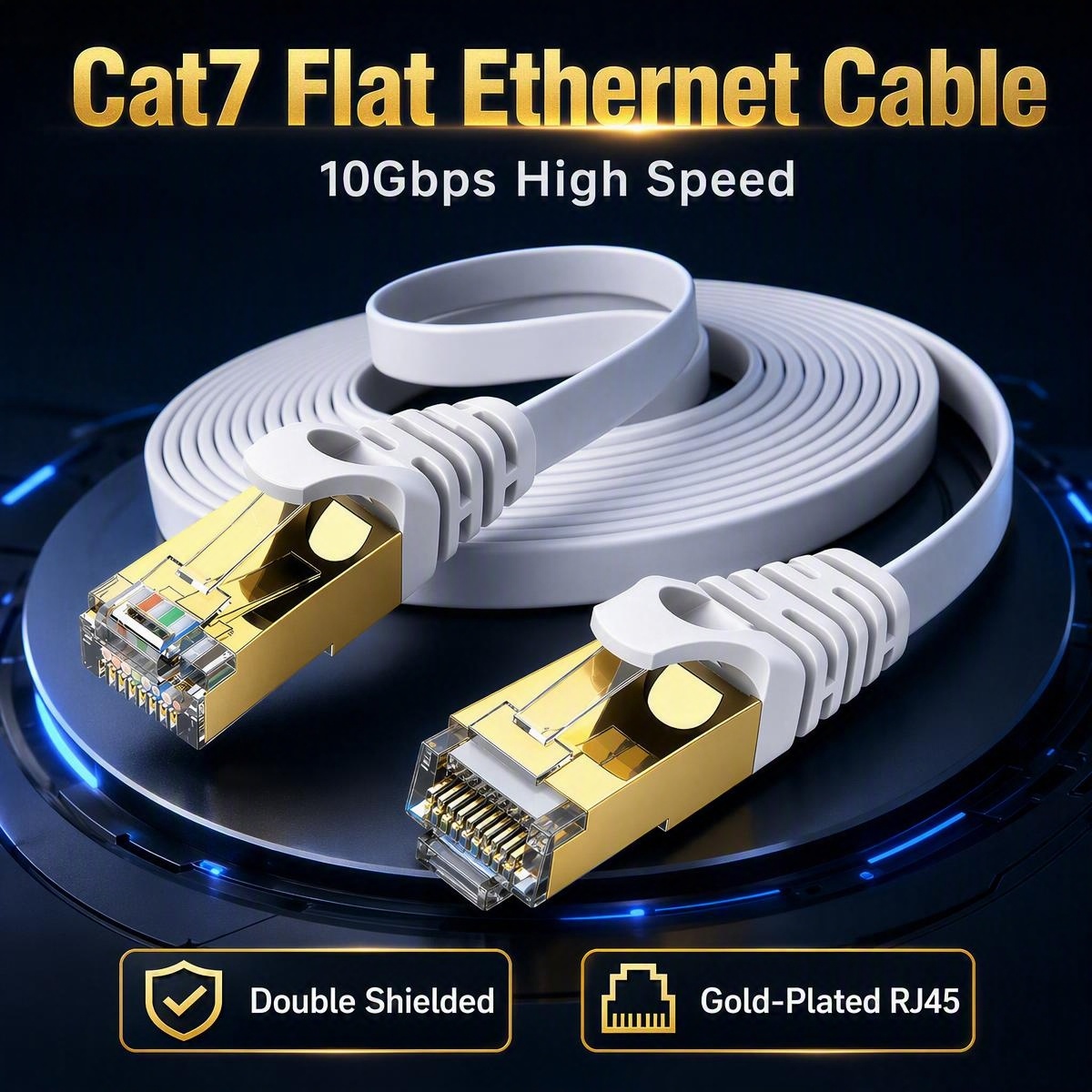 Cat7 Flat Ethernet Cable 10Gbp - Lan Cable Gaming 评论和价格