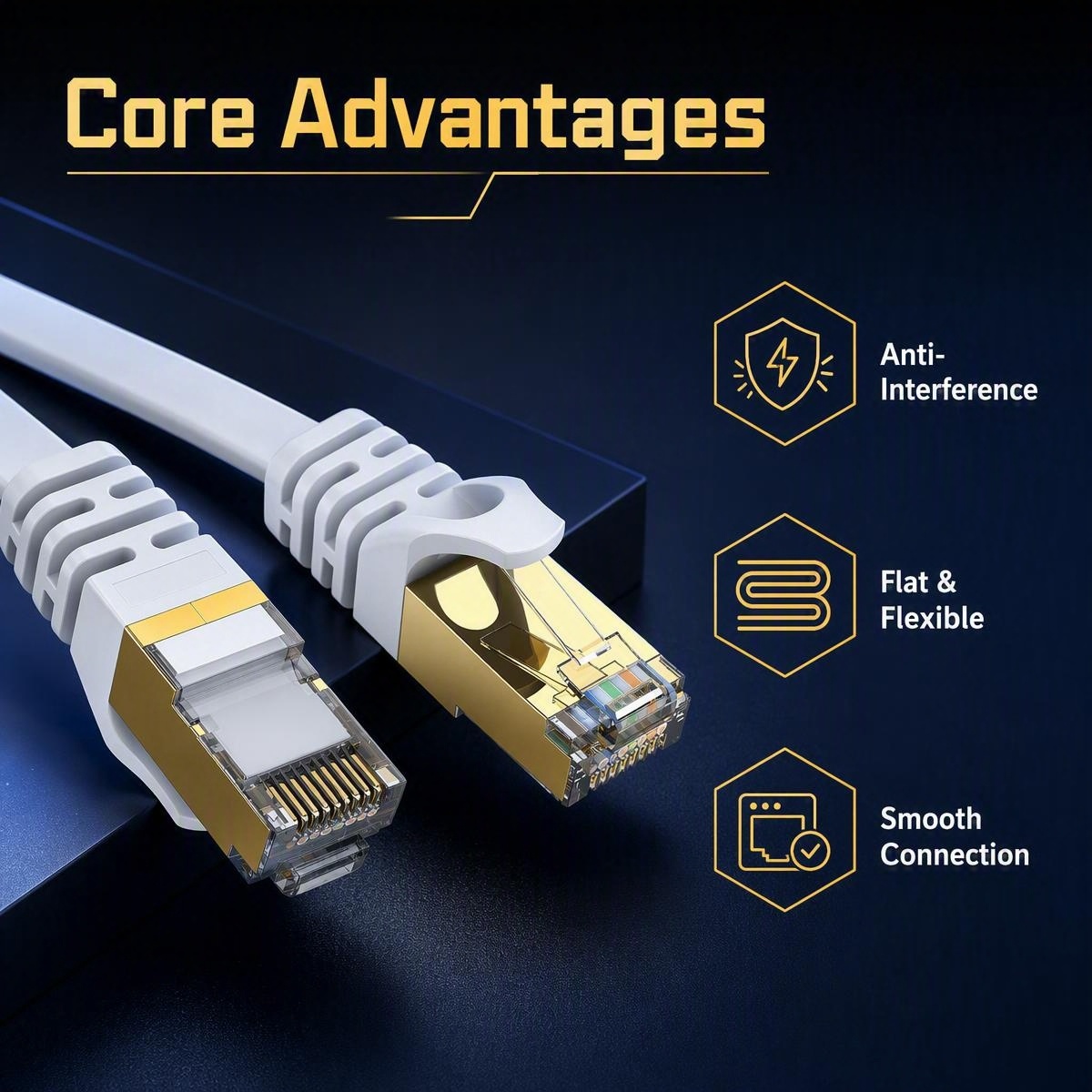 Cat7 Flat Ethernet Cable 10Gbp - Lan Cable Gaming 评论和价格
