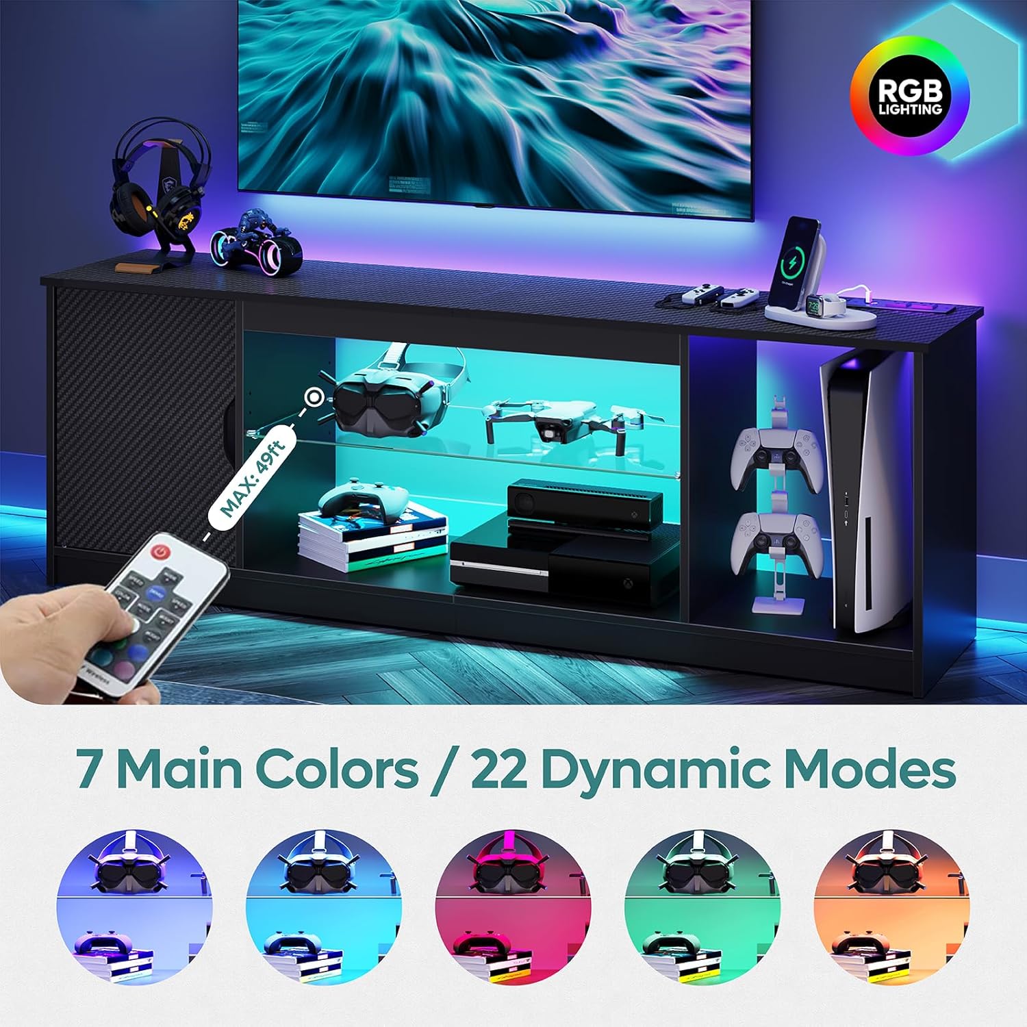TV Stand with Power Outlets Ga - Gaming Console Tv Stand 评论和价格