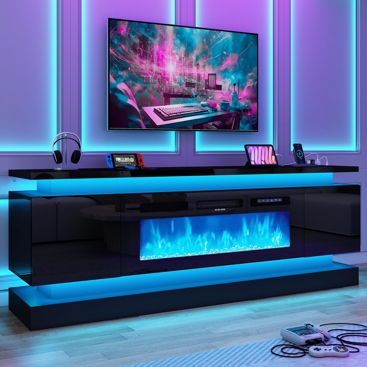 71IN LED TV Stands w/40 inch F - Gaming Console Tv Stand 评论和价格