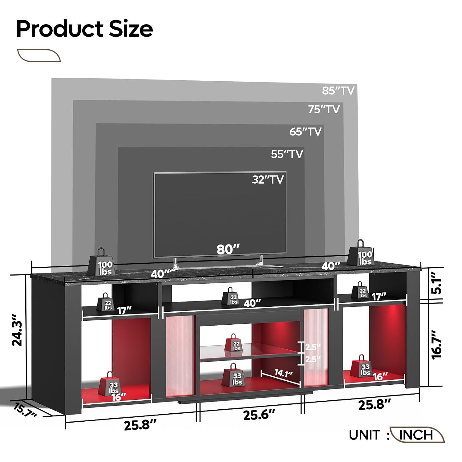 80 Inch TV Stand Entertainment - Gaming Console Tv Stand 评论和价格
