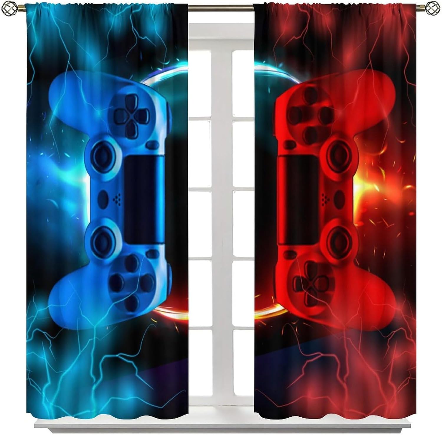 Gaming Curtain Blue Red Arcade - Gaming Console Youtube 评论和价格